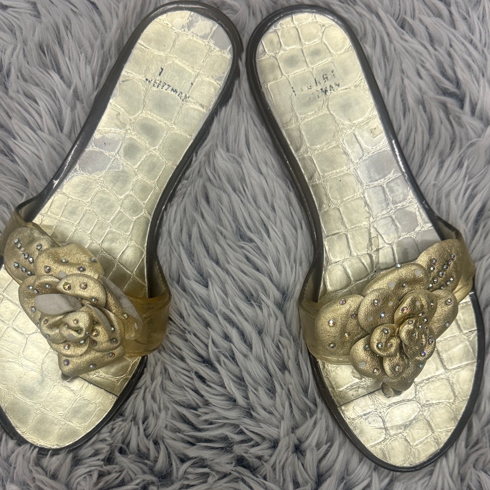 Stuart Weitzman Gold Floral Sandals